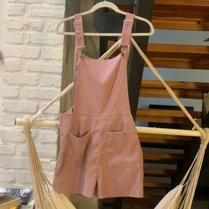 Pink corduroy overalls